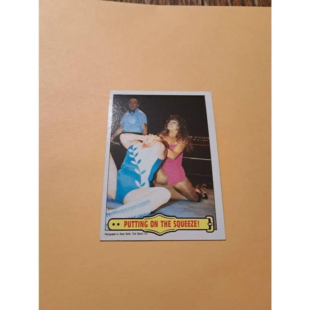 Vintage 1985 Topps WWF Trading Card 47 Wendi Richter Moolah Putting on Squeeze
